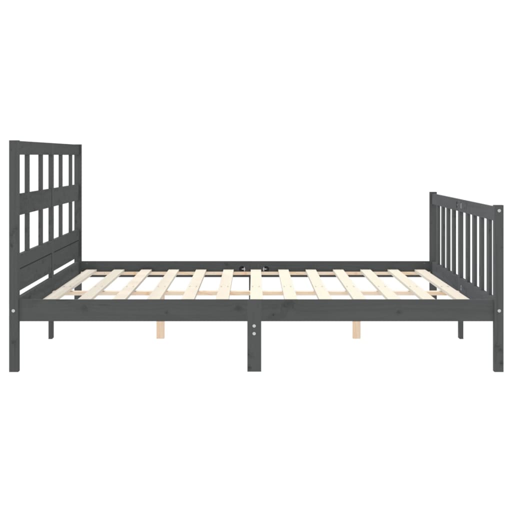 vidaXL Estructura de cama con cabecero madera maciza gris 200x200 cm