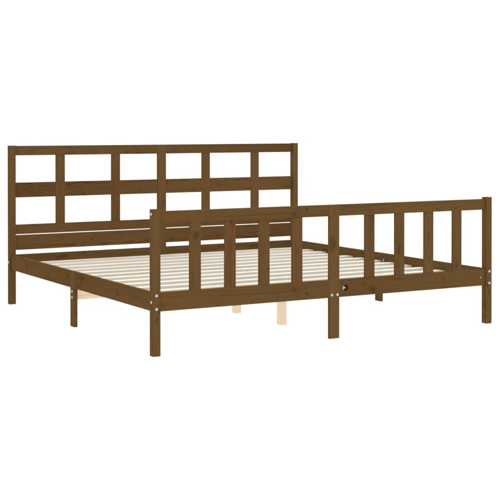 vidaXL Estructura cama y cabecero madera maciza marrón miel 200x200 cm