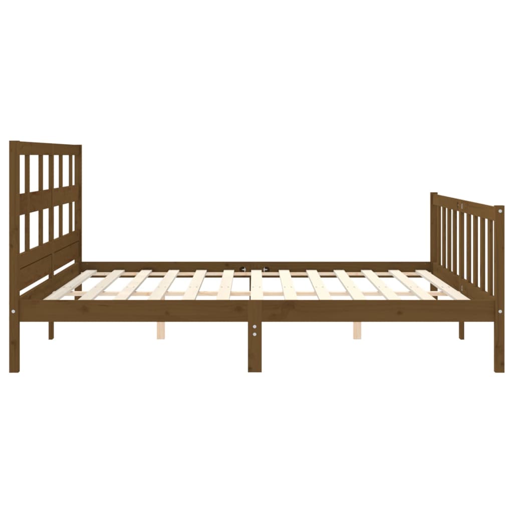 vidaXL Estructura cama y cabecero madera maciza marrón miel 200x200 cm