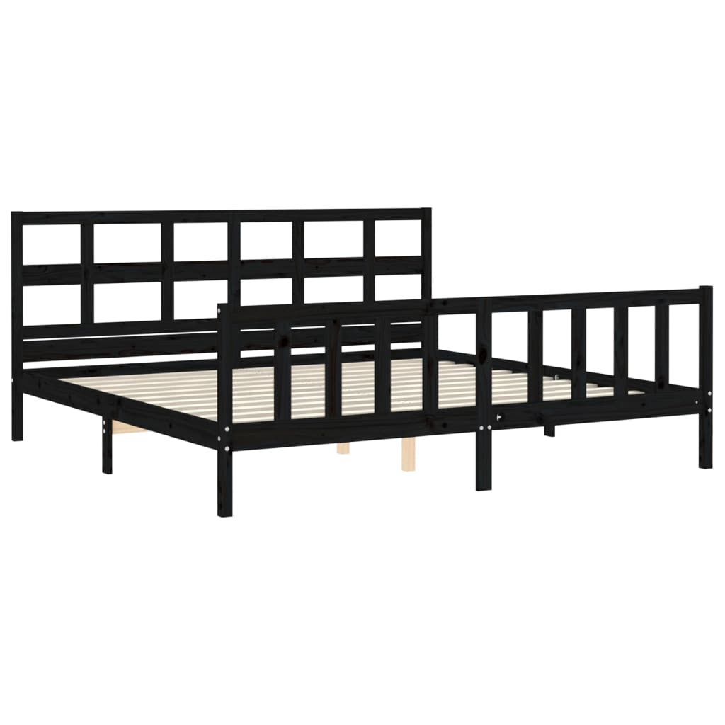 vidaXL Estructura de cama con cabecero madera maciza negro 200x200 cm