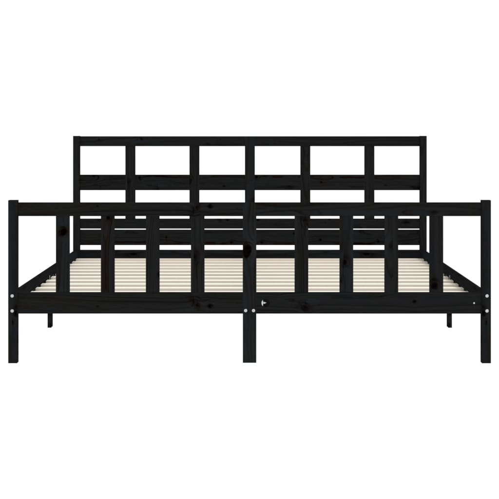 vidaXL Estructura de cama con cabecero madera maciza negro 200x200 cm