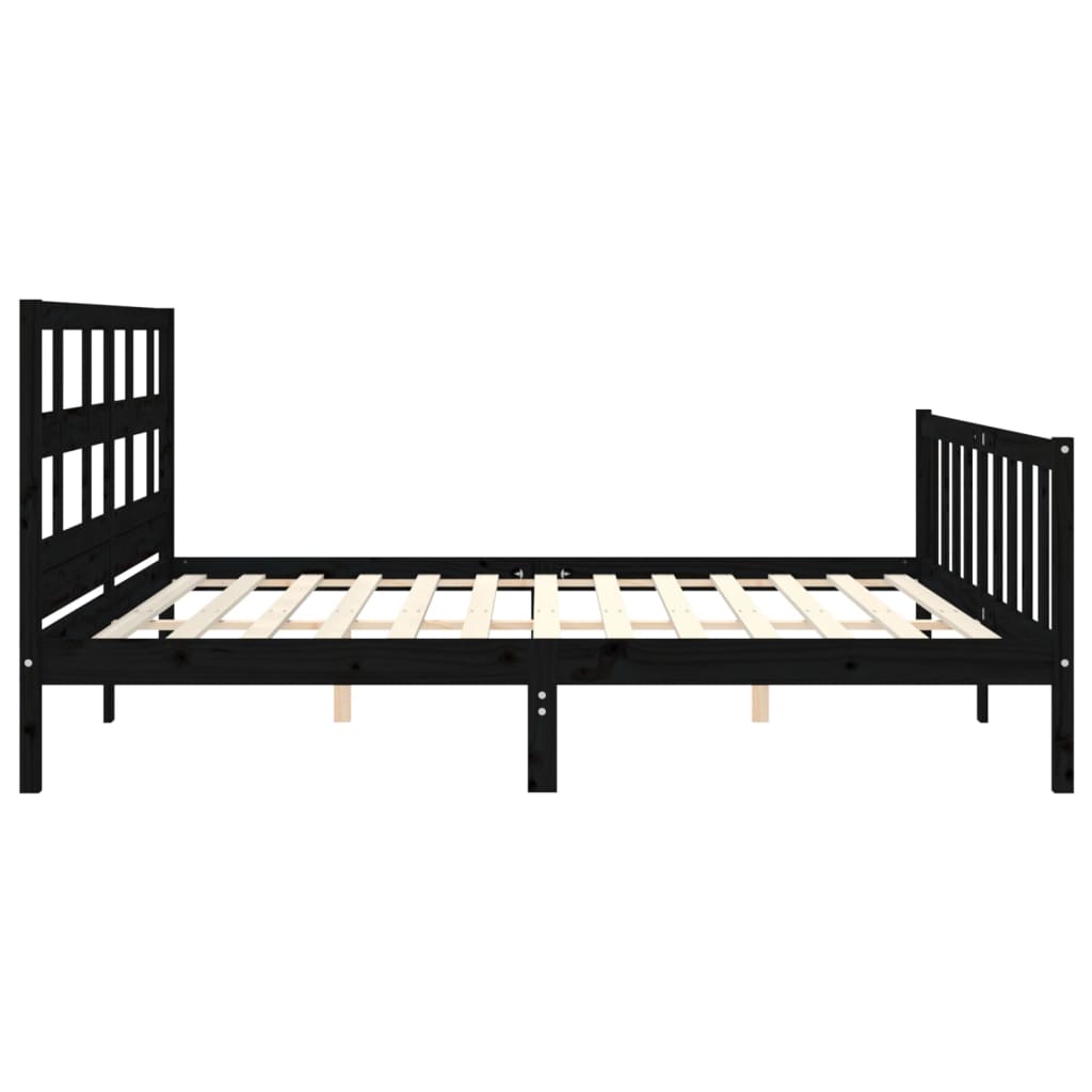 vidaXL Estructura de cama con cabecero madera maciza negro 200x200 cm