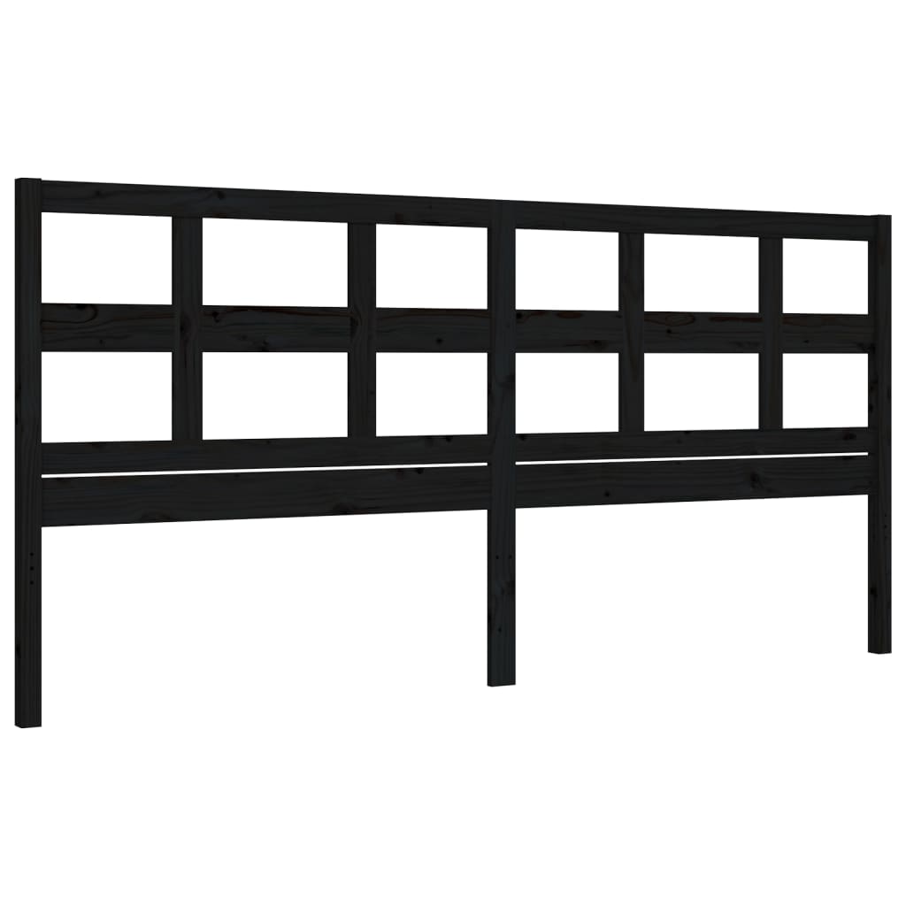 vidaXL Estructura de cama con cabecero madera maciza negro 200x200 cm