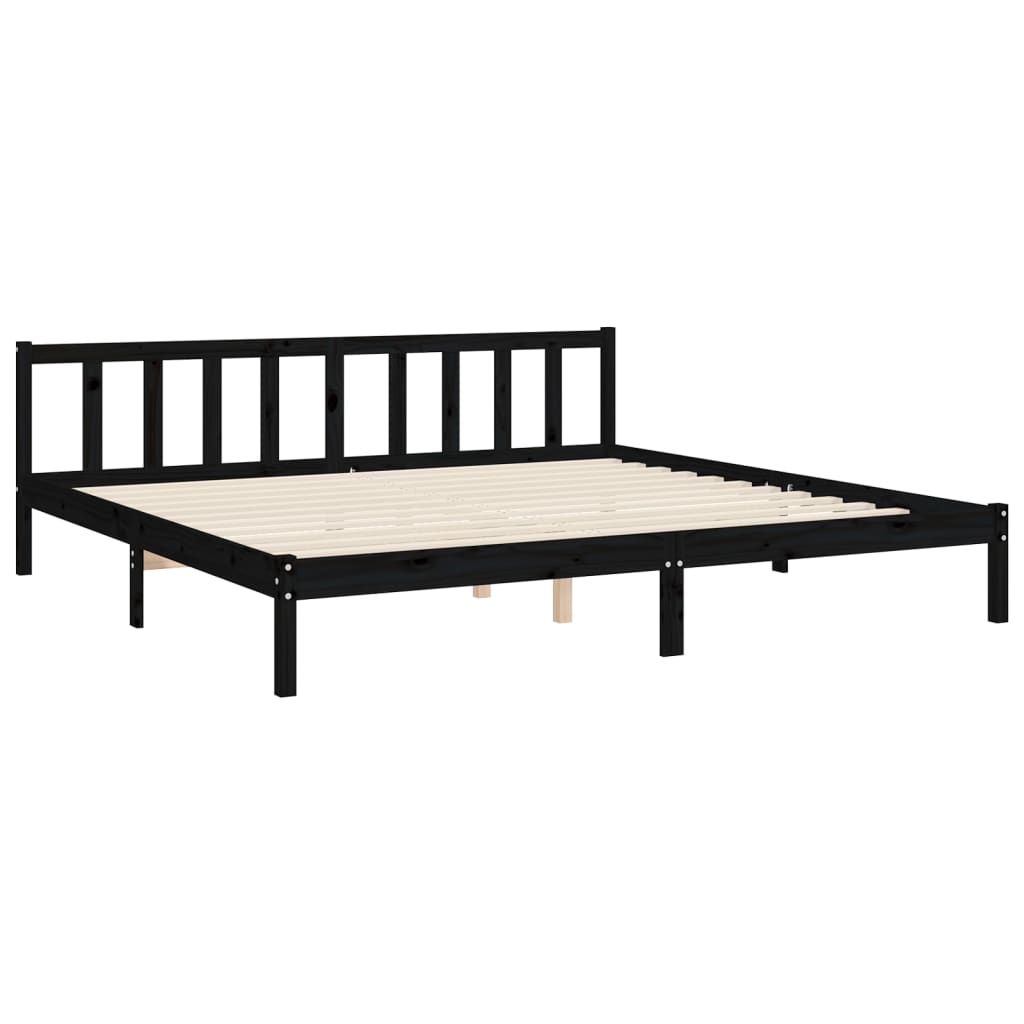 vidaXL Estructura de cama con cabecero madera maciza negro 200x200 cm