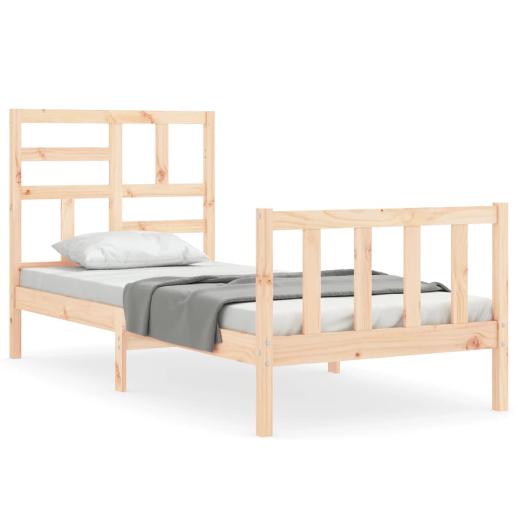 vidaXL Estructura de cama individual con cabecero madera maciza