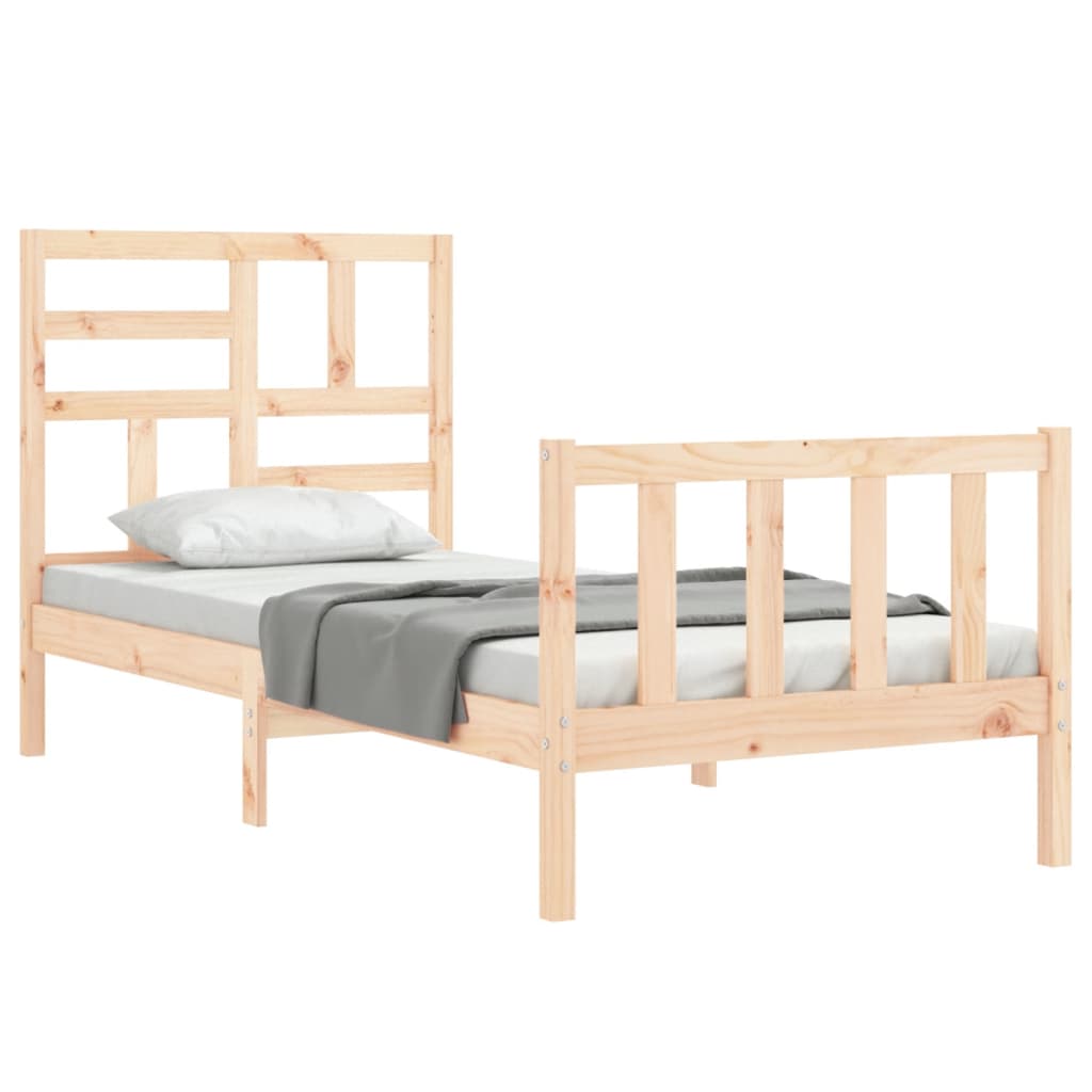 vidaXL Estructura de cama individual con cabecero madera maciza