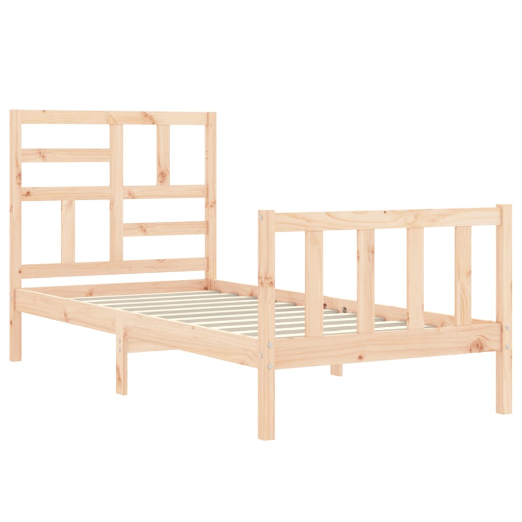 vidaXL Estructura de cama individual con cabecero madera maciza