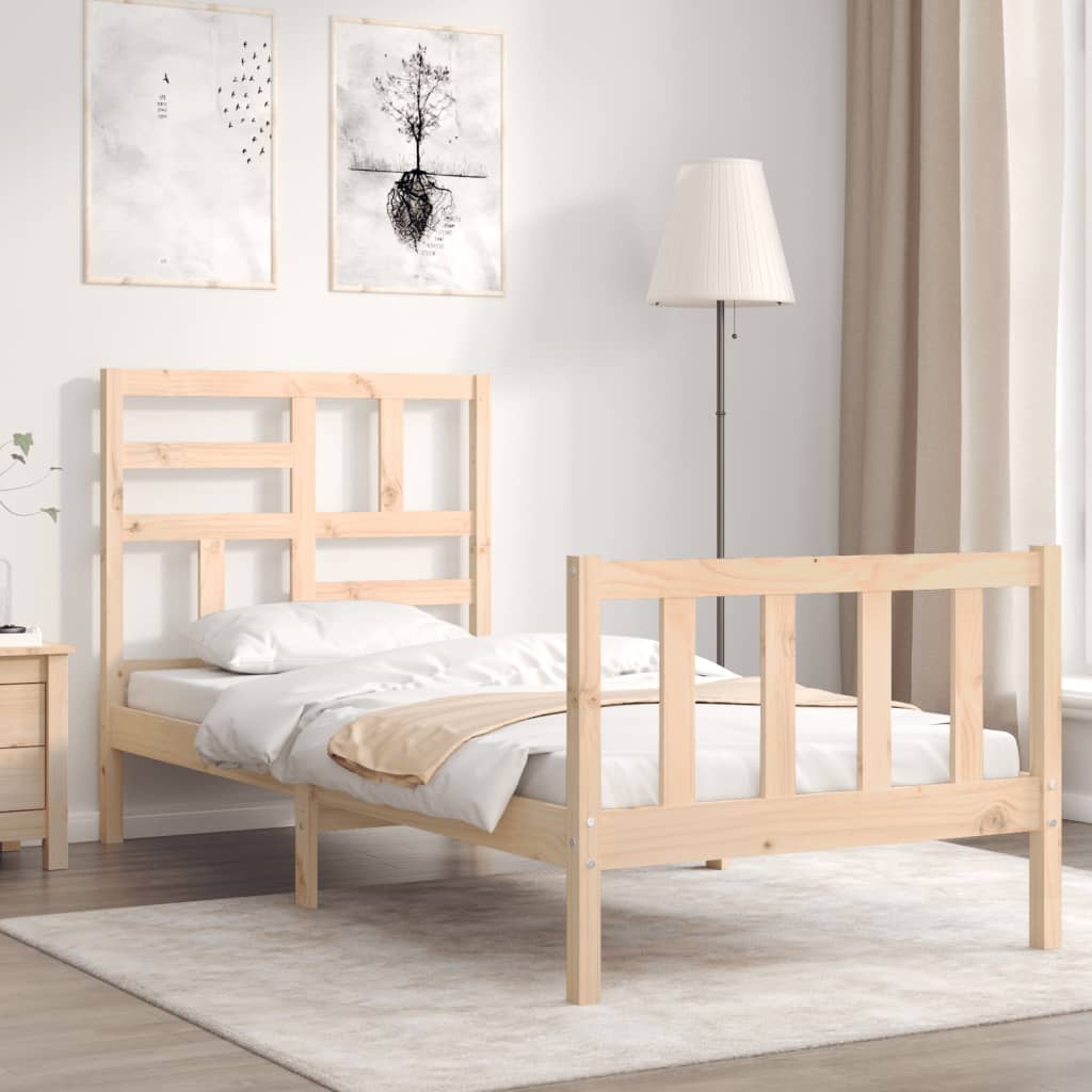 vidaXL Estructura de cama individual con cabecero madera maciza