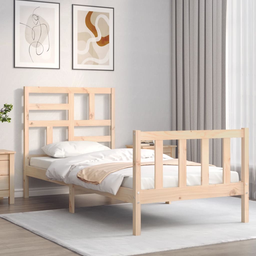 vidaXL Estructura de cama con cabecero madera maciza