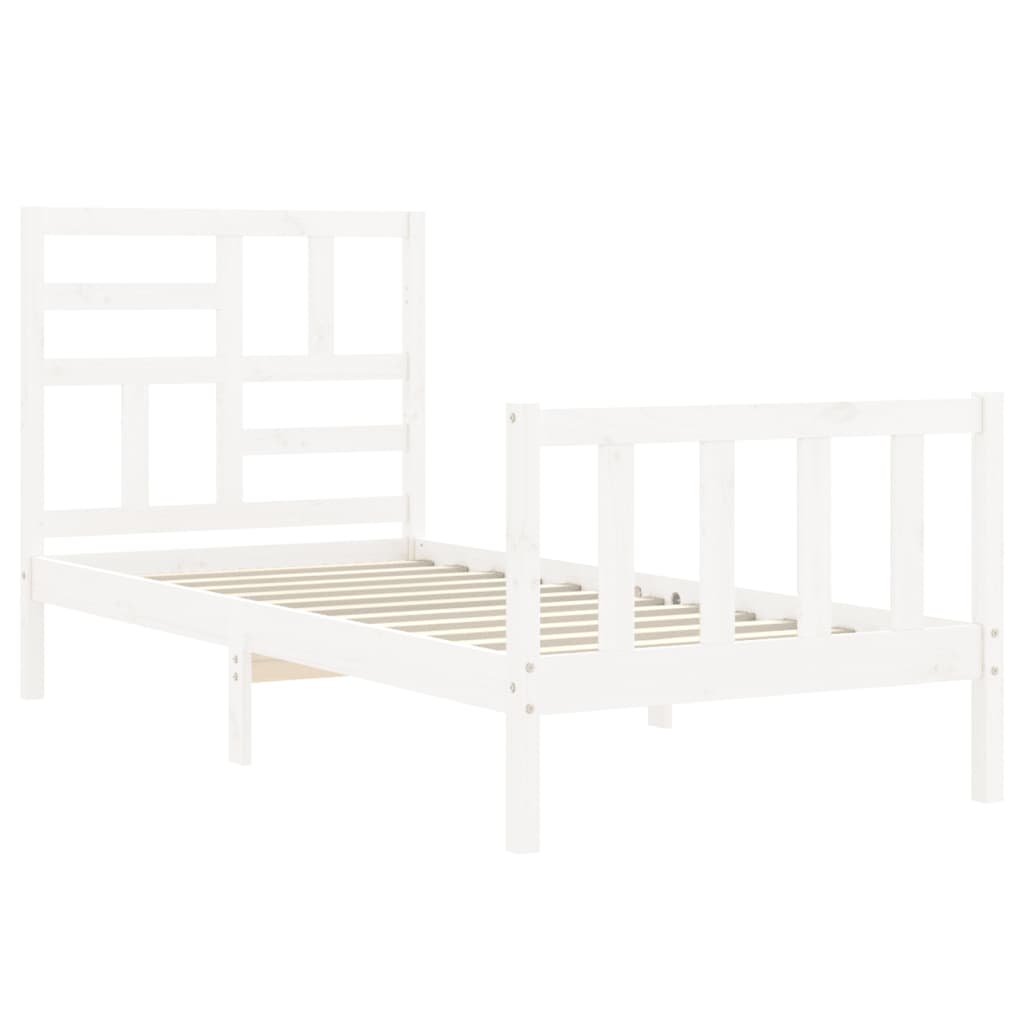 vidaXL Estructura de cama con cabecero madera maciza blanco