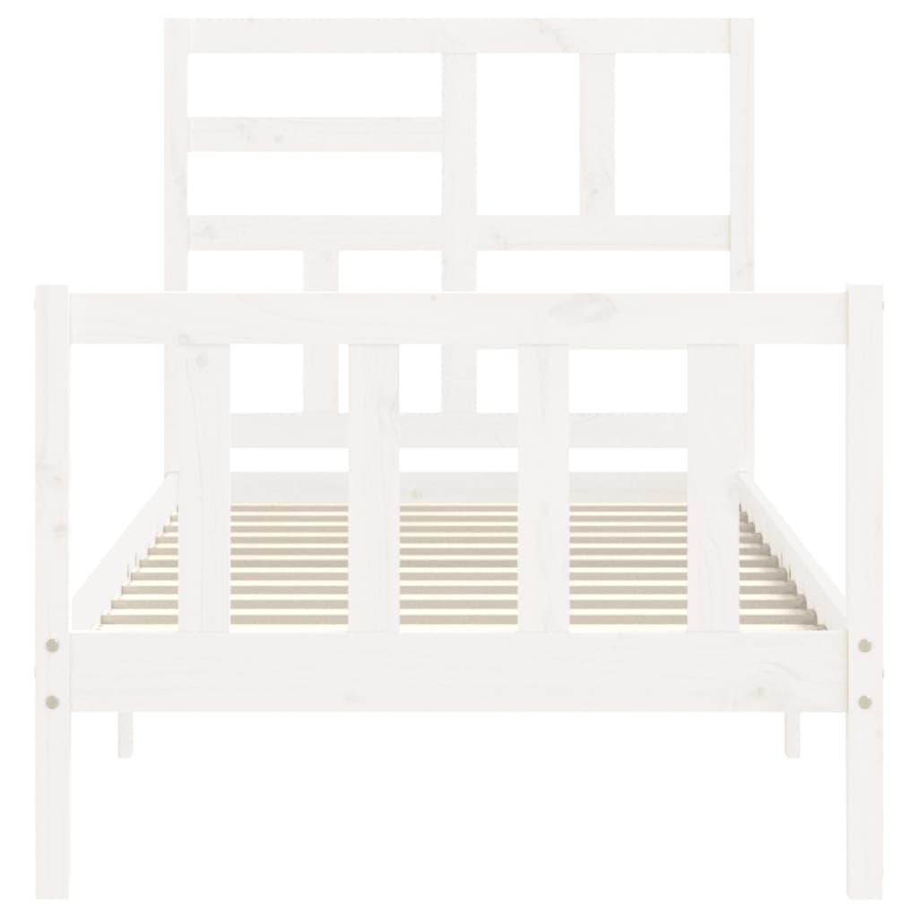 vidaXL Estructura de cama con cabecero madera maciza blanco