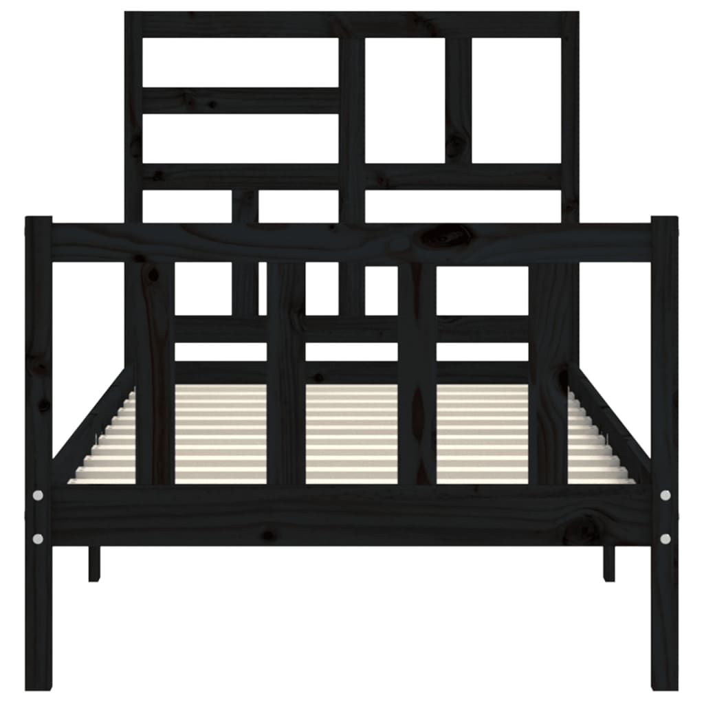 vidaXL Estructura de cama con cabecero madera maciza negro