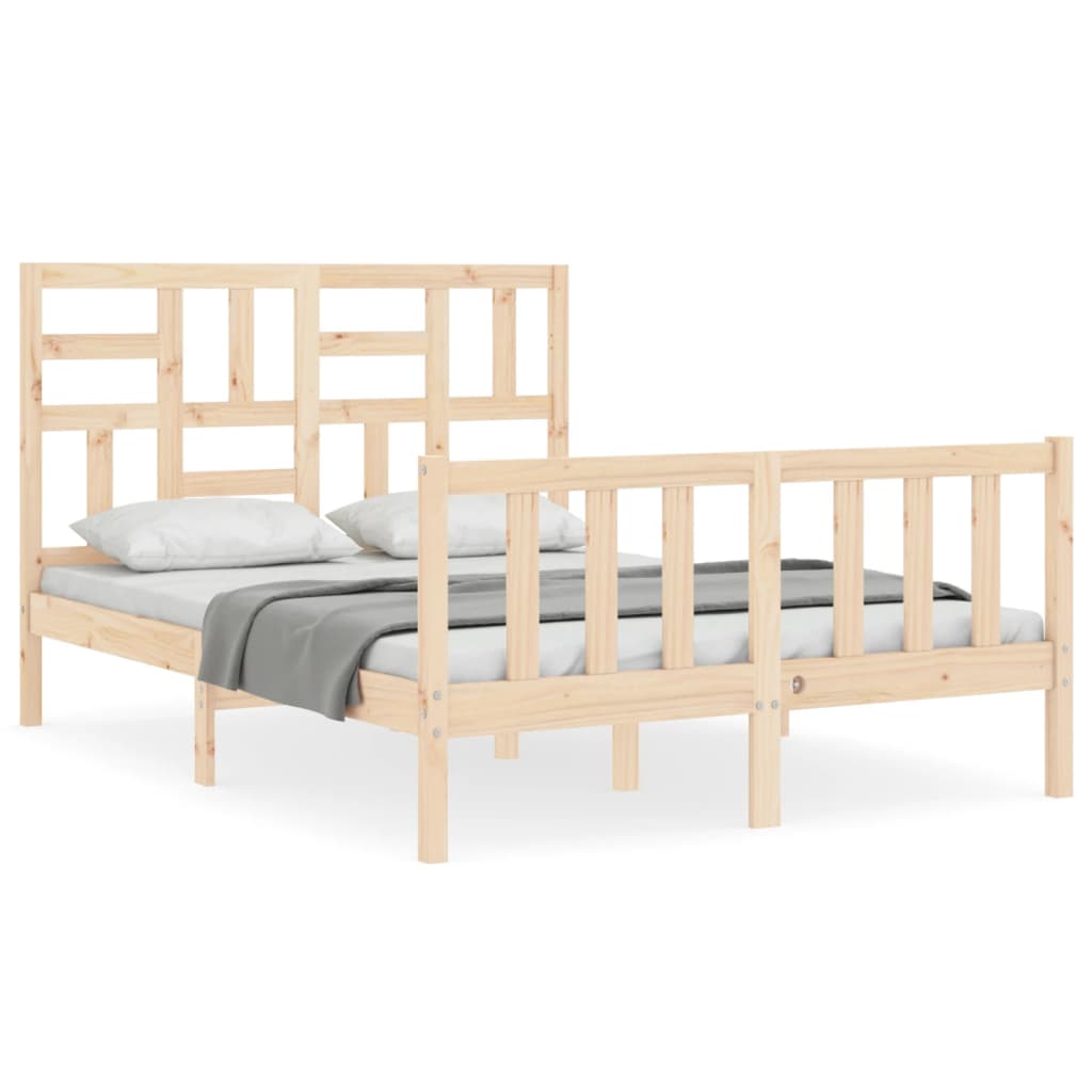 vidaXL Estructura de cama de matrimonio con cabecero madera maciza