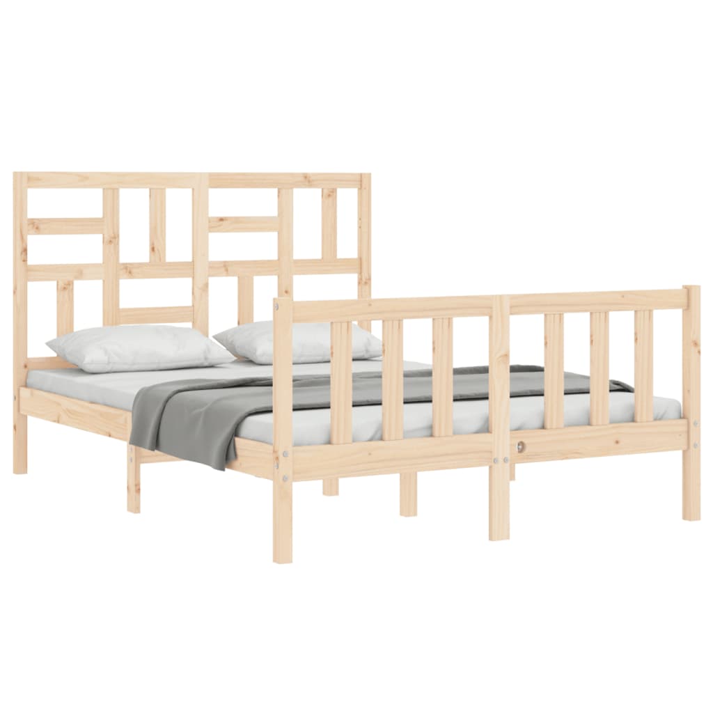 vidaXL Estructura de cama de matrimonio con cabecero madera maciza