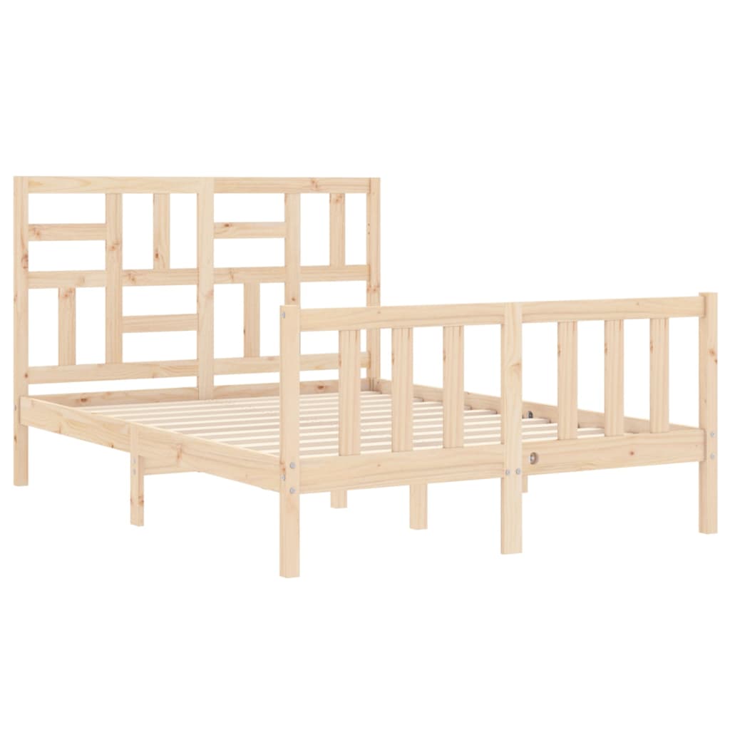 vidaXL Estructura de cama de matrimonio con cabecero madera maciza