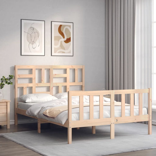 vidaXL Estructura de cama de matrimonio con cabecero madera maciza