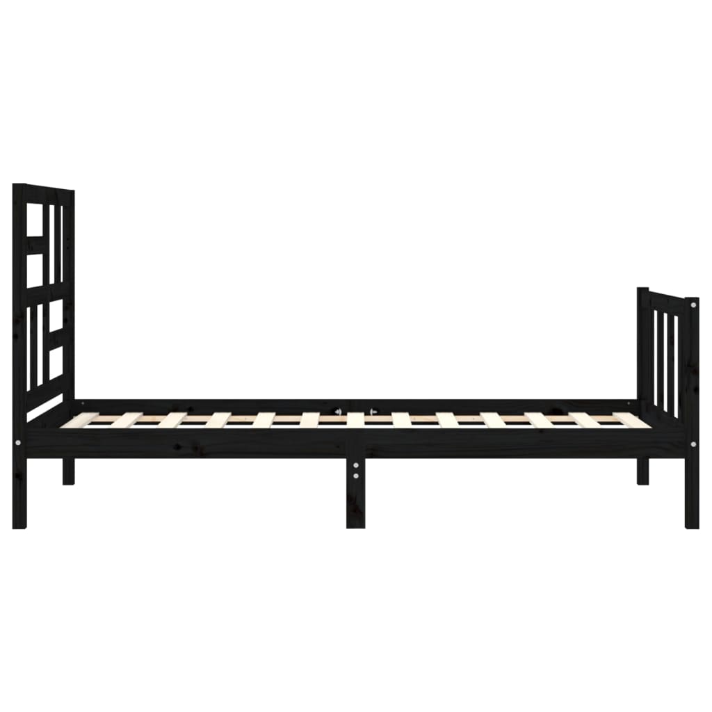 vidaXL Estructura de cama con cabecero madera maciza negro 100x200 cm