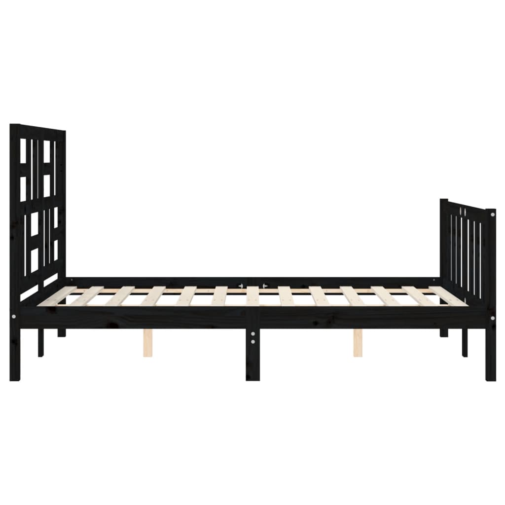 vidaXL Estructura de cama con cabecero madera maciza negro 120x200 cm