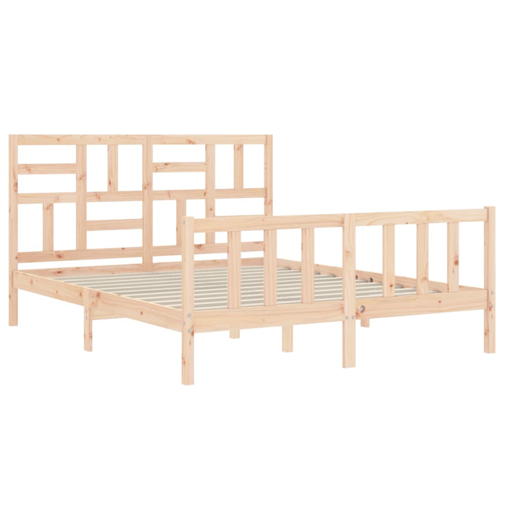 vidaXL Estructura de cama de matrimonio con cabecero madera maciza