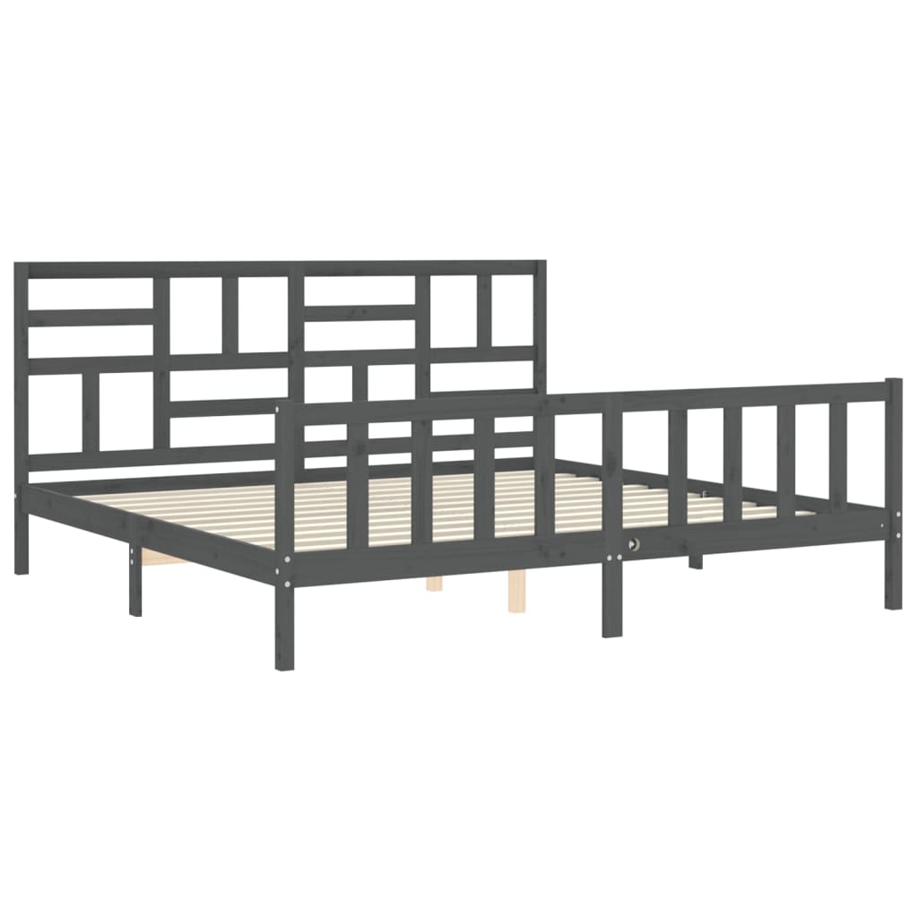 vidaXL Estructura de cama con cabecero madera maciza gris 200x200 cm