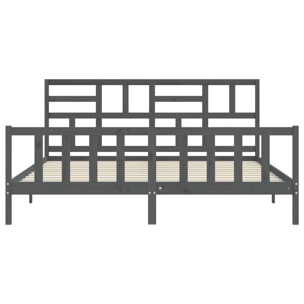 vidaXL Estructura de cama con cabecero madera maciza gris 200x200 cm