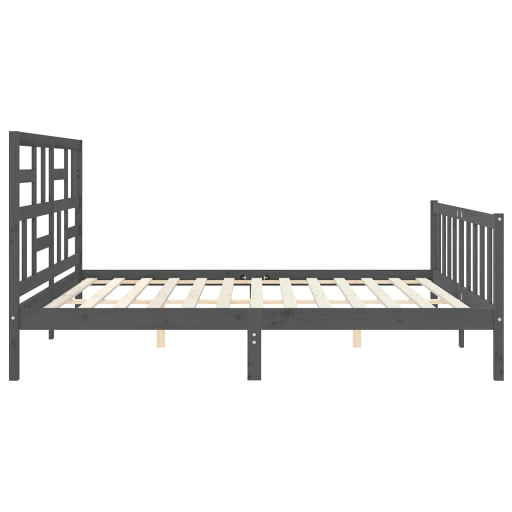 vidaXL Estructura de cama con cabecero madera maciza gris 200x200 cm