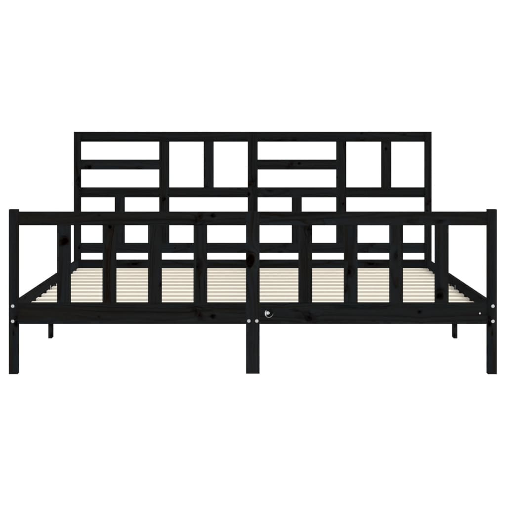 vidaXL Estructura de cama con cabecero madera maciza negro 200x200 cm