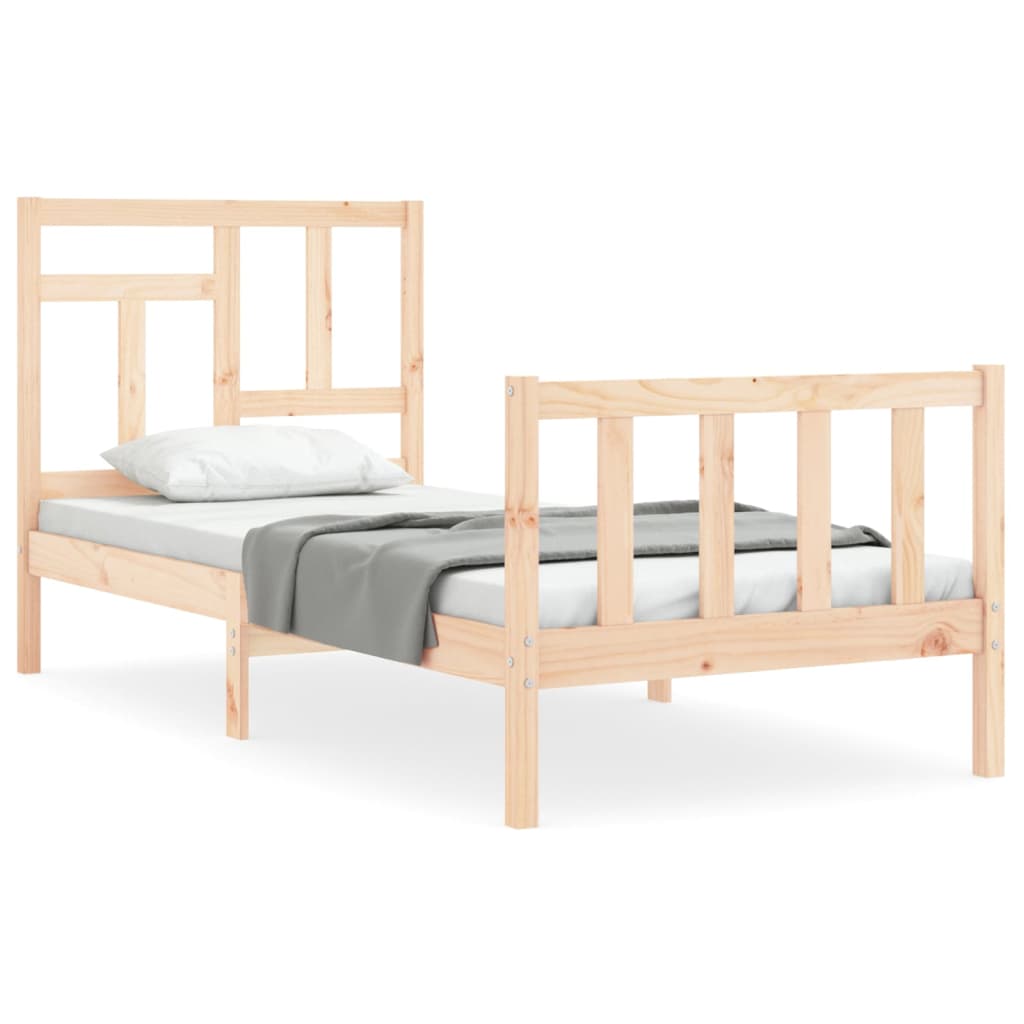 vidaXL Estructura de cama individual con cabecero madera maciza