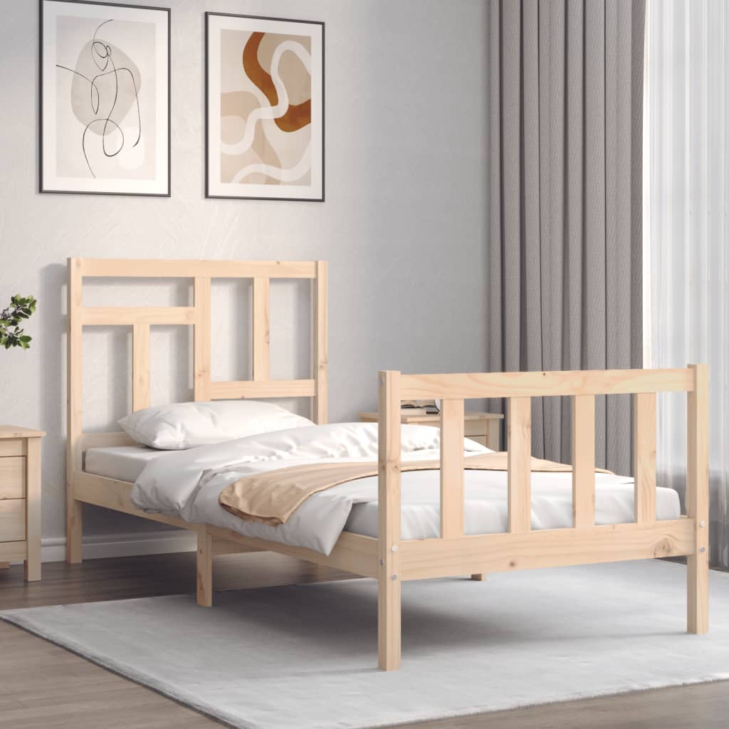 vidaXL Estructura de cama individual con cabecero madera maciza