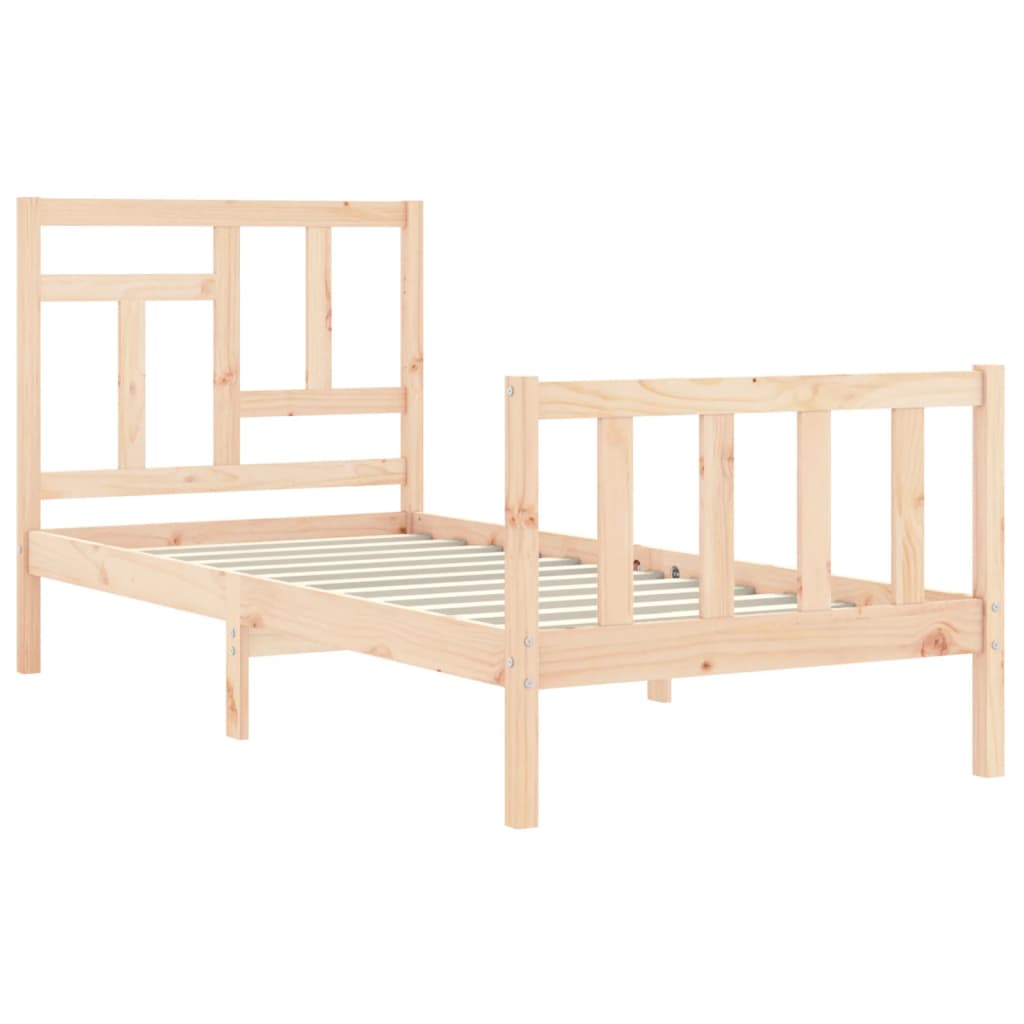 vidaXL Estructura de cama individual con cabecero madera maciza