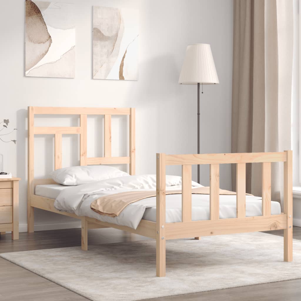 vidaXL Estructura de cama con cabecero madera maciza