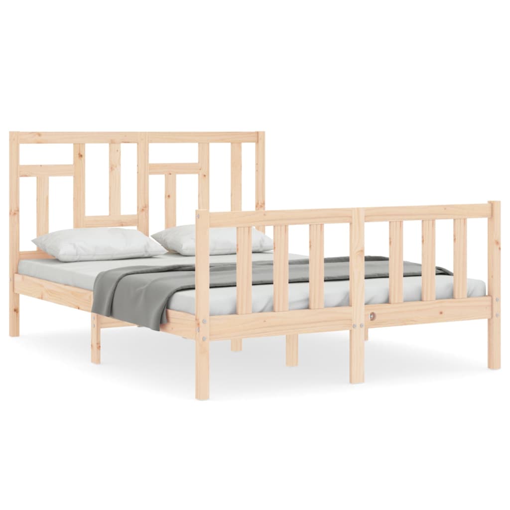 vidaXL Estructura de cama de matrimonio con cabecero madera maciza