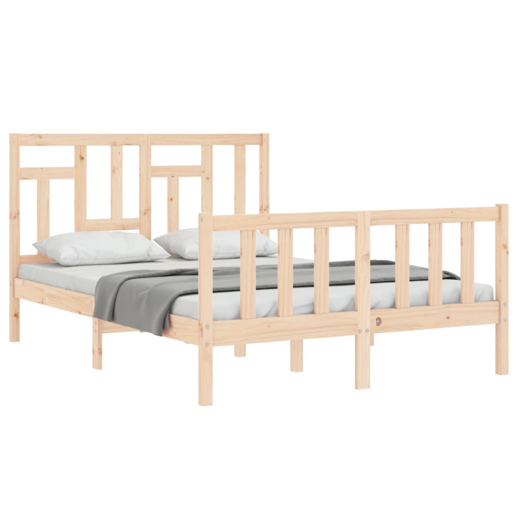 vidaXL Estructura de cama de matrimonio con cabecero madera maciza