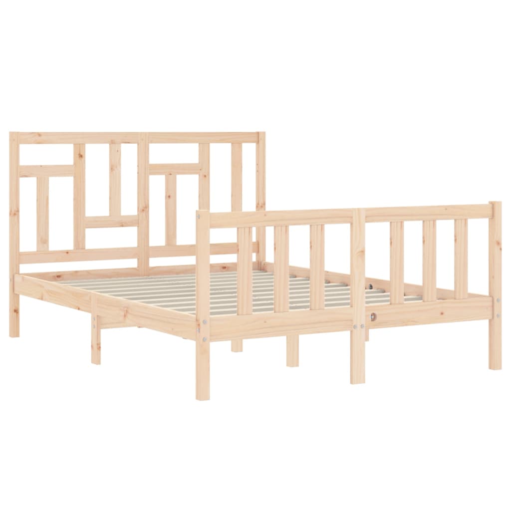 vidaXL Estructura de cama de matrimonio con cabecero madera maciza