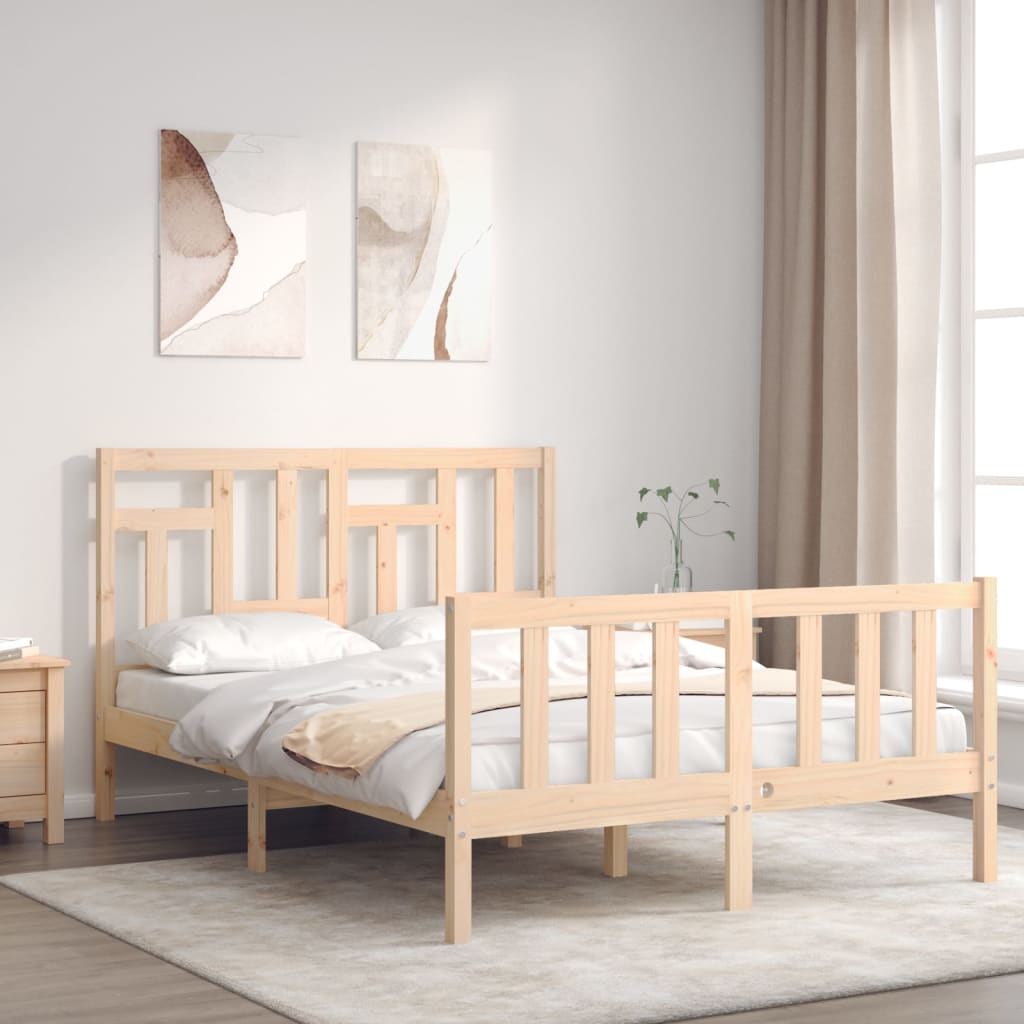 vidaXL Estructura de cama de matrimonio con cabecero madera maciza