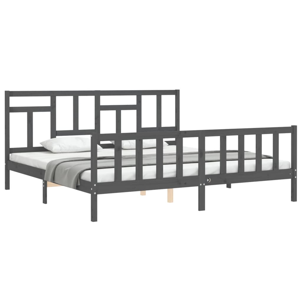 vidaXL Estructura de cama con cabecero madera maciza gris 200x200 cm