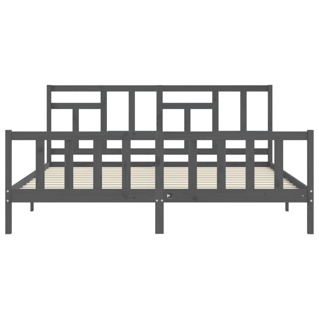 vidaXL Estructura de cama con cabecero madera maciza gris 200x200 cm