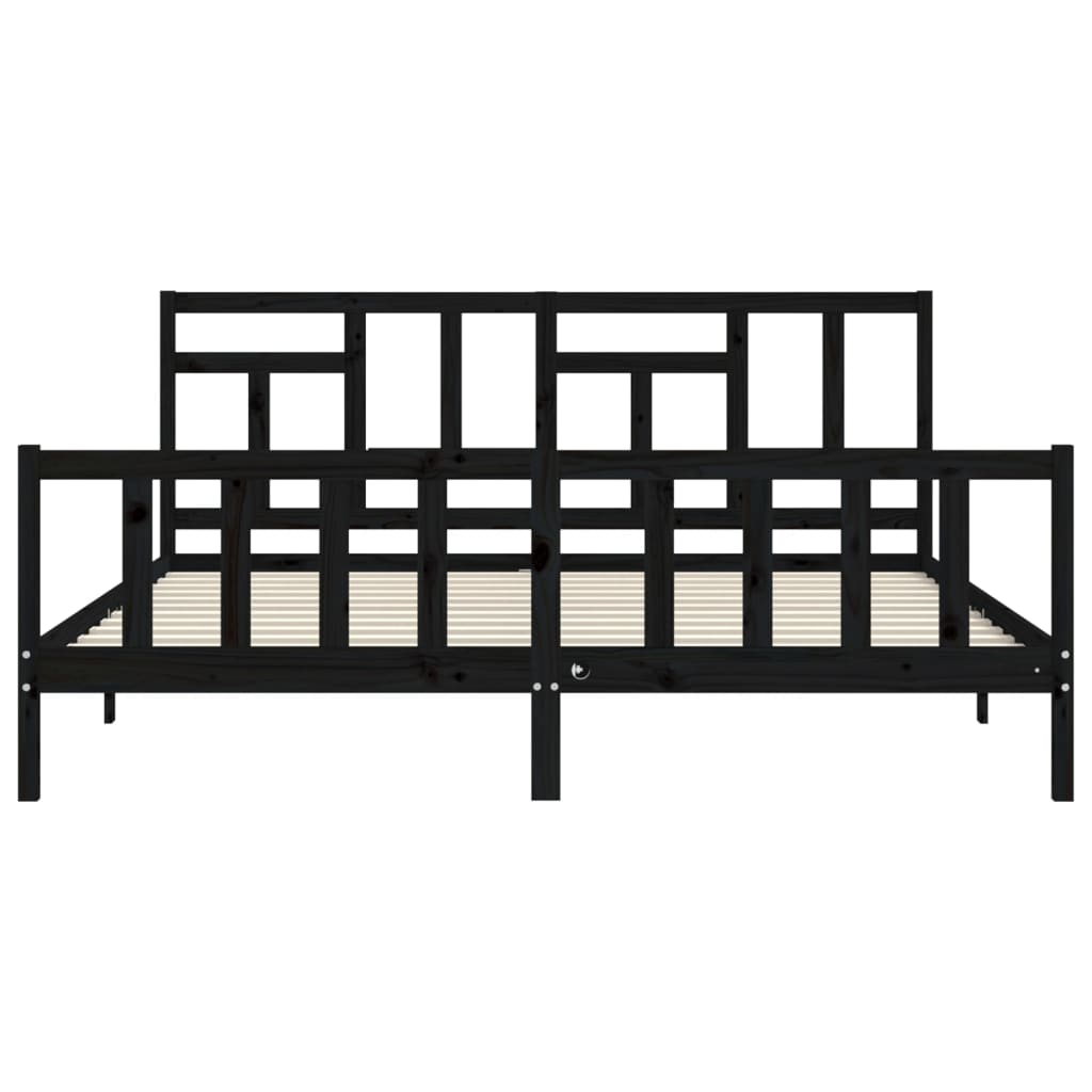 vidaXL Estructura de cama con cabecero madera maciza negro 200x200 cm