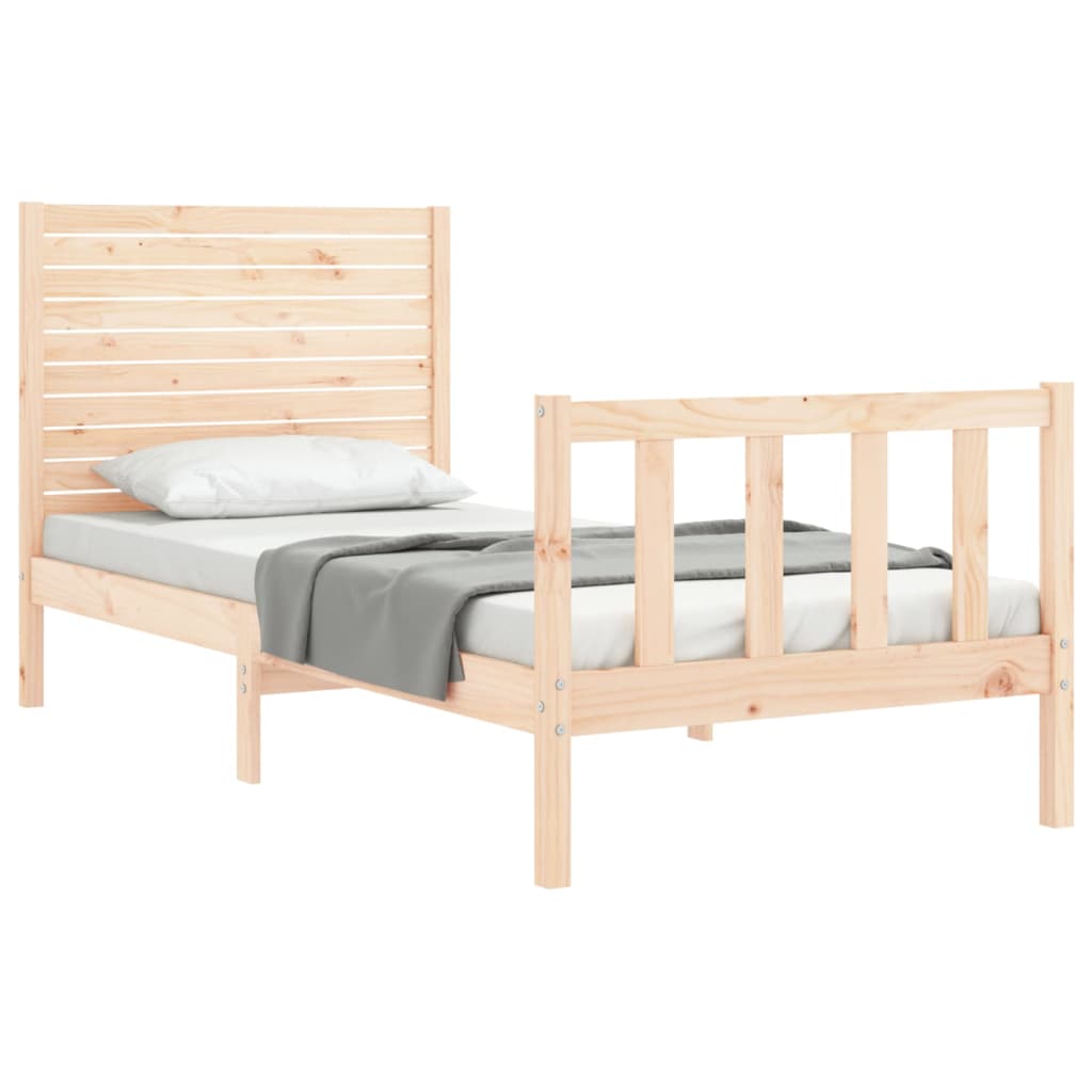 vidaXL Estructura de cama individual con cabecero madera maciza