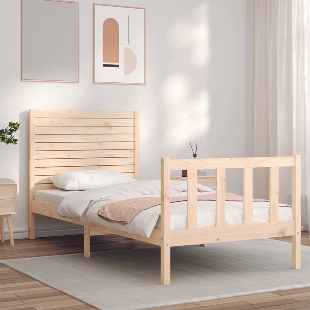 vidaXL Estructura de cama individual con cabecero madera maciza