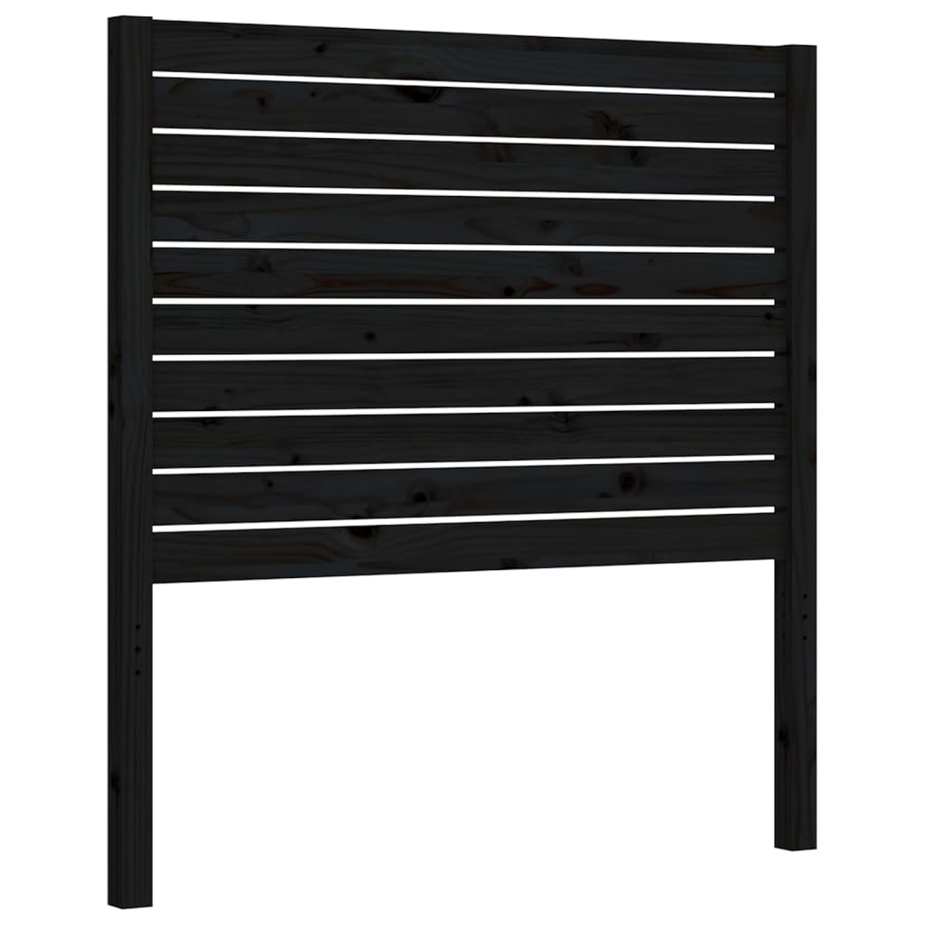 vidaXL Estructura de cama individual con cabecero madera maciza negro