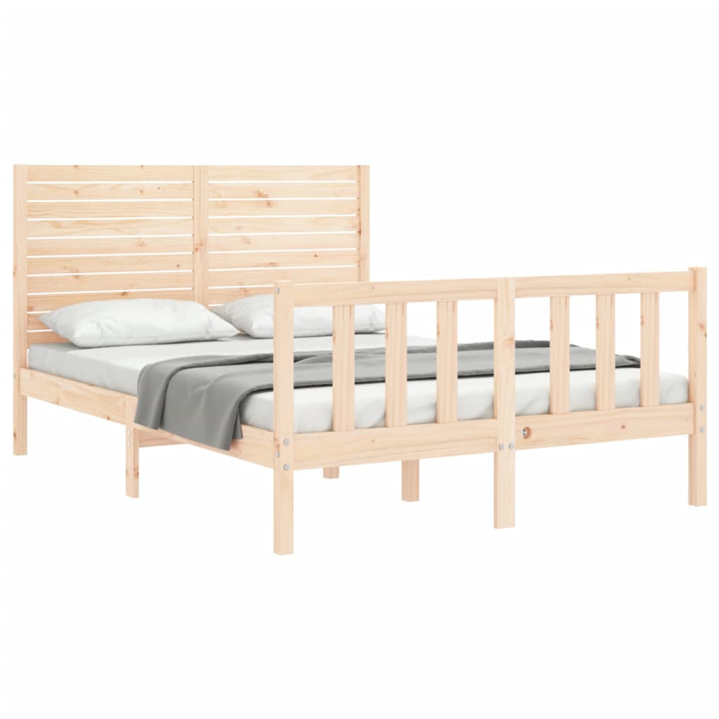 vidaXL Estructura de cama de matrimonio con cabecero madera maciza