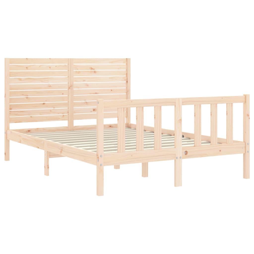 vidaXL Estructura de cama de matrimonio con cabecero madera maciza