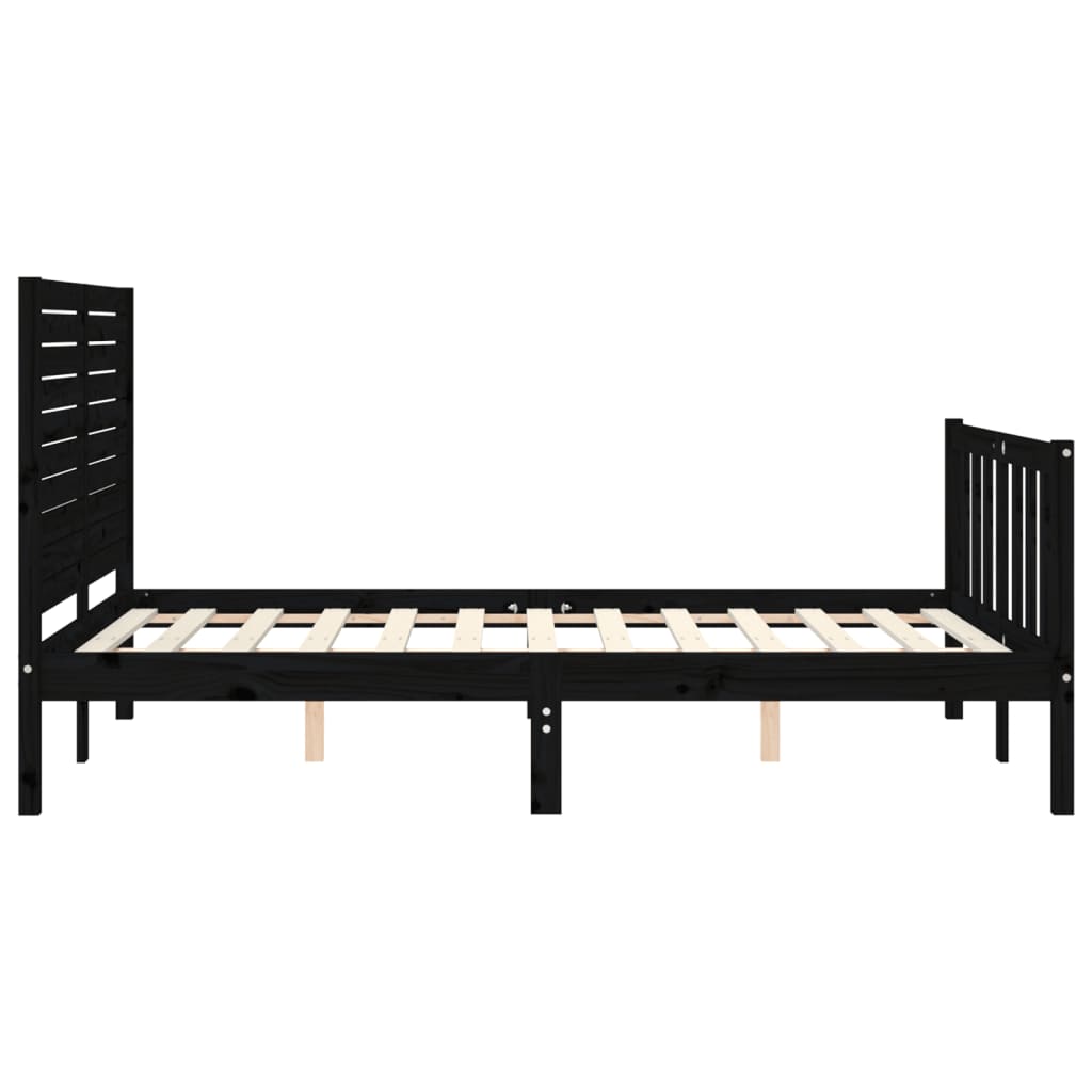 vidaXL Estructura de cama con cabecero madera maciza negro 140x190 cm