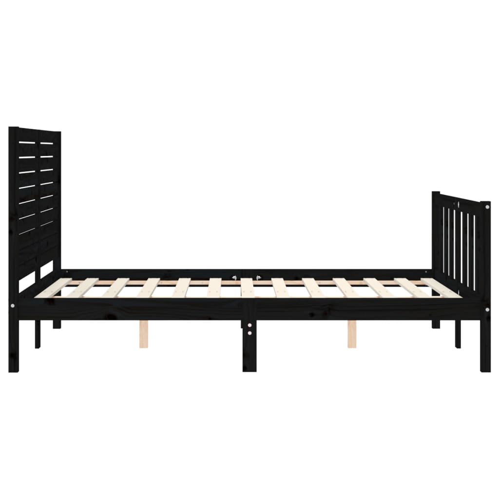 vidaXL Estructura de cama con cabecero madera maciza negro 120x200 cm