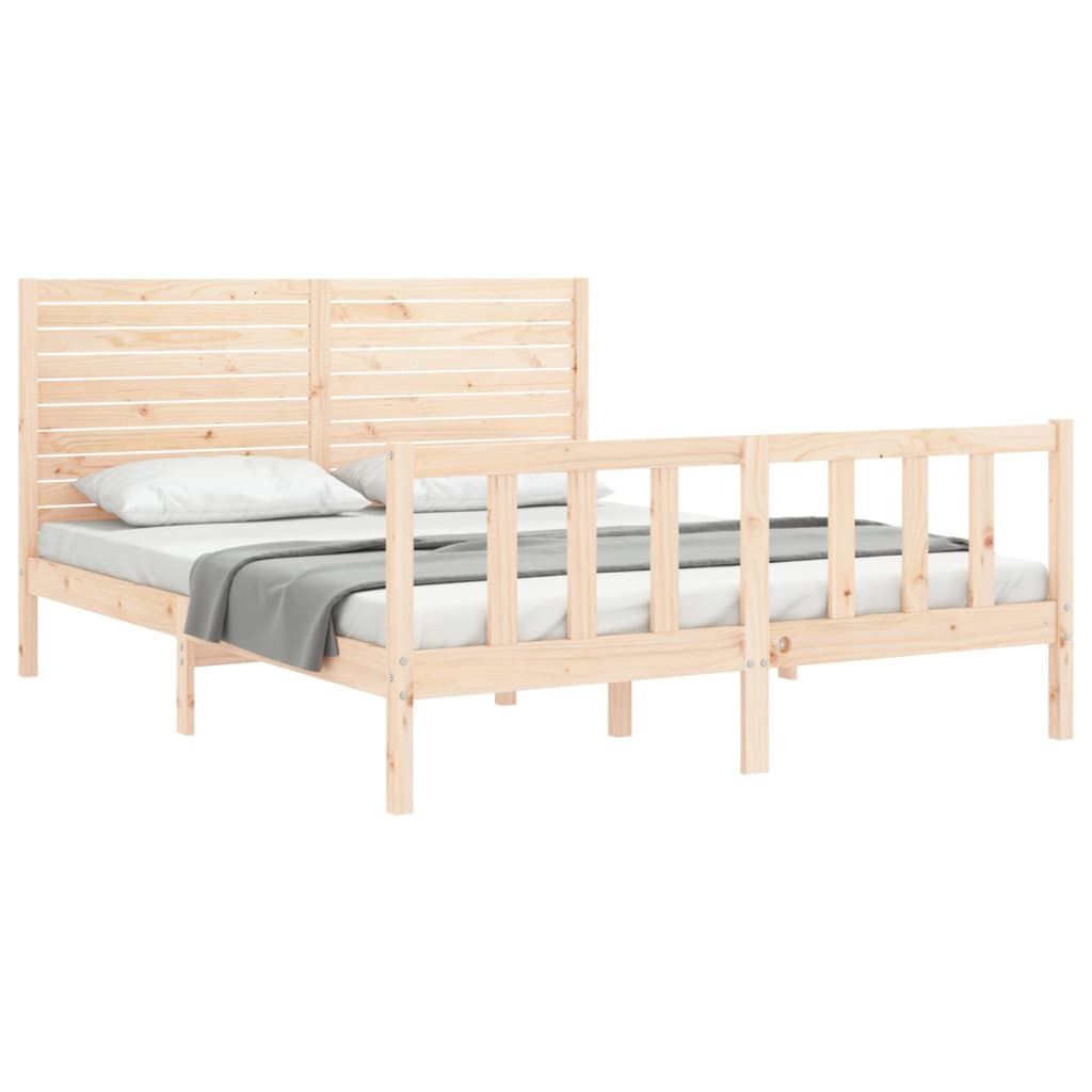 vidaXL Estructura de cama de matrimonio con cabecero madera maciza