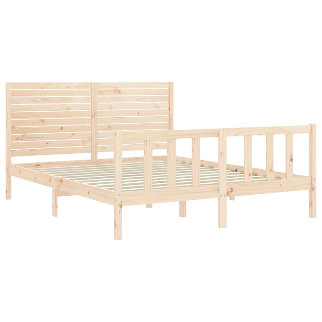 vidaXL Estructura de cama de matrimonio con cabecero madera maciza