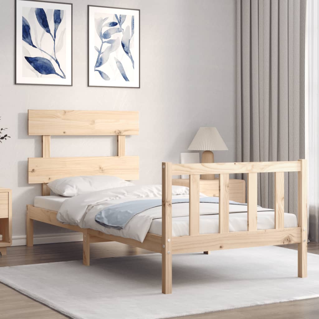 vidaXL Estructura de cama individual con cabecero madera maciza