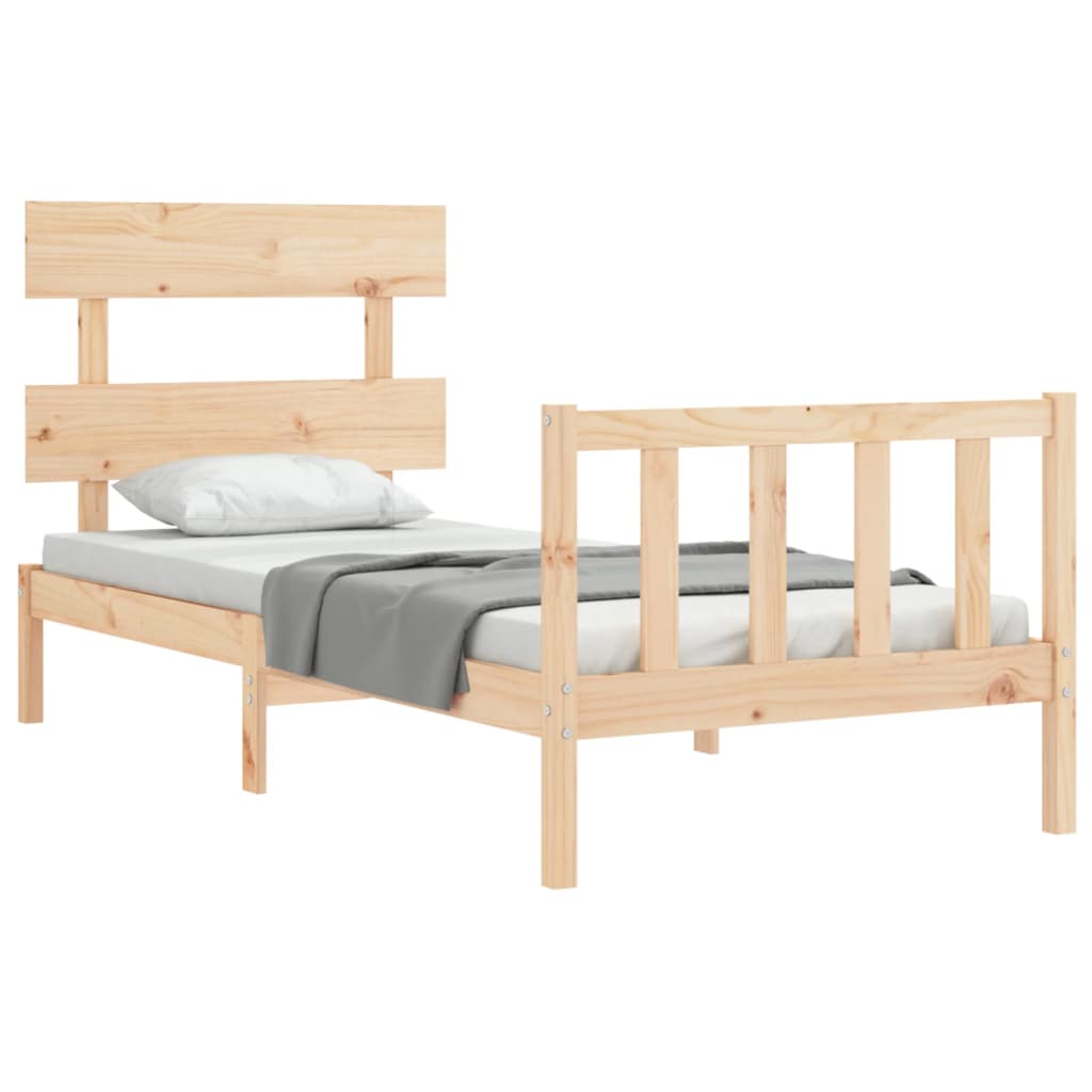 vidaXL Estructura de cama individual con cabecero madera maciza