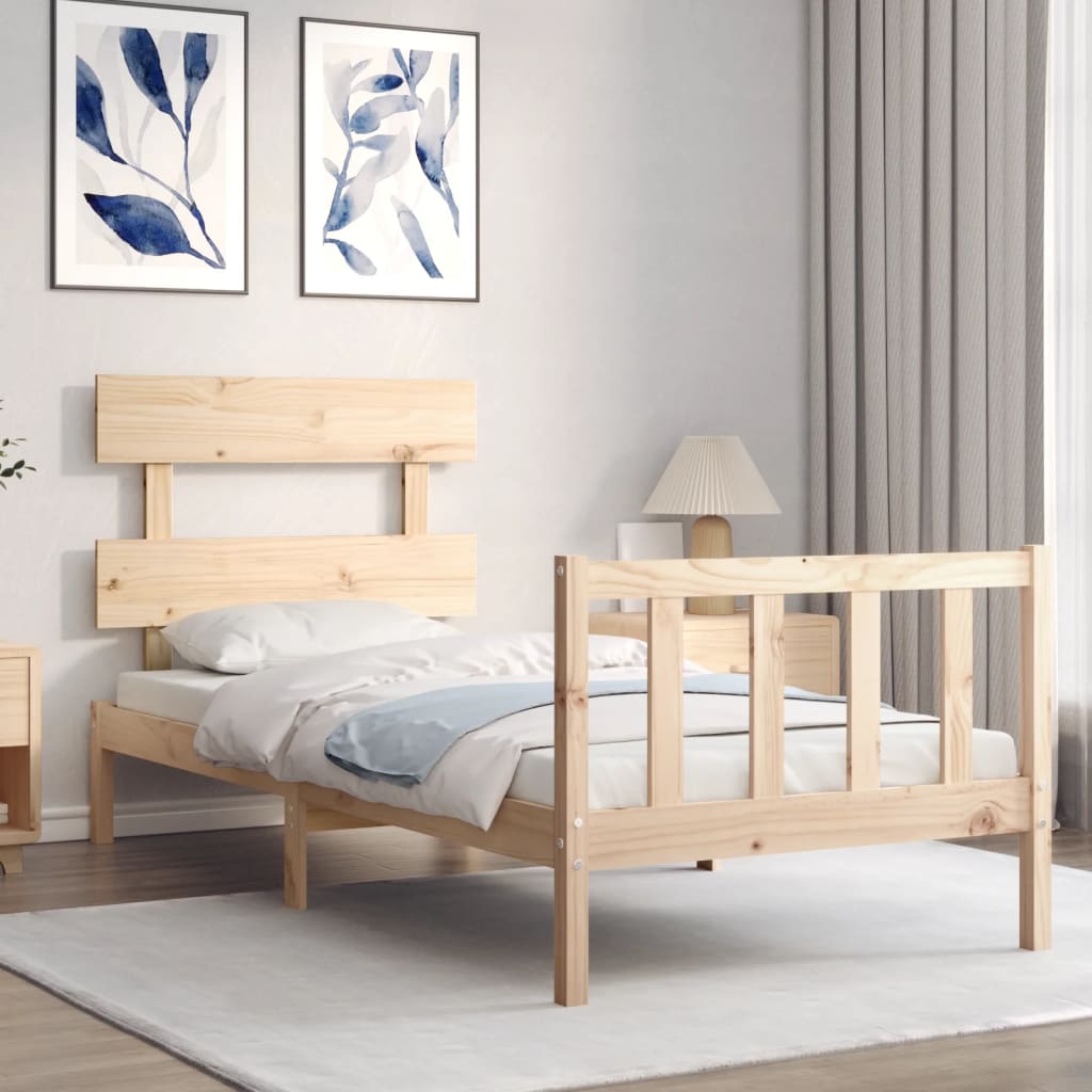 vidaXL Estructura de cama con cabecero madera maciza